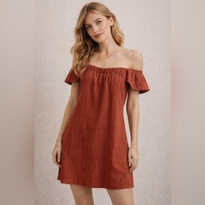 NWOT Madewell Coral Off-Shoulder Dress